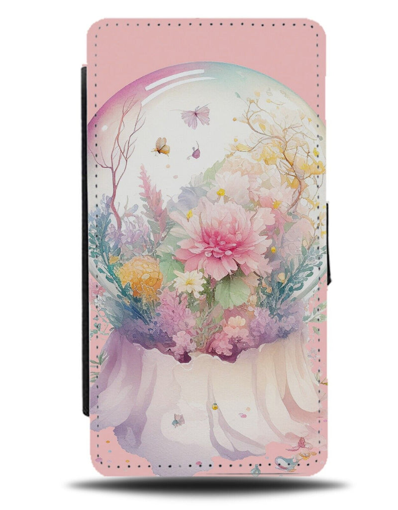 Fairytale Snowglobe Flip Wallet Case Snow Globe Pastel Pink Colours Girls BE85