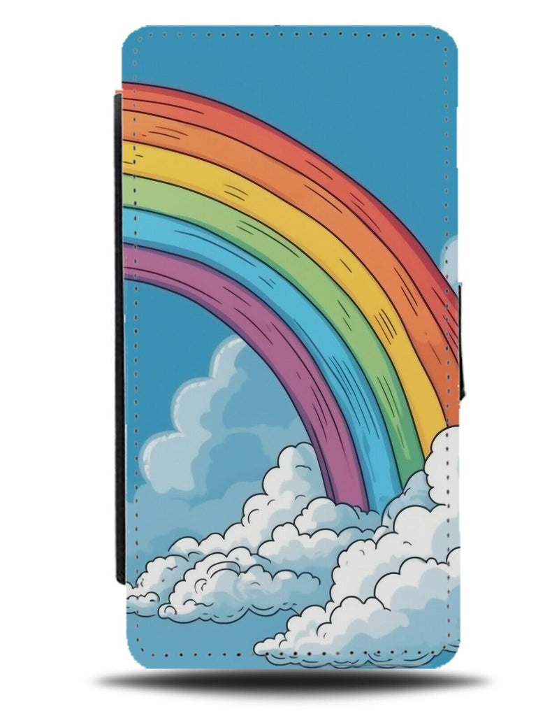 Rainbow In The Clouds Flip Wallet Case Cloud Sky Arch Curve Cartoon Fun CL09