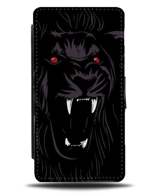 Red Eyed Demon Lion Flip Wallet Phone Case Eyes Eye Lions Face Black Face E384