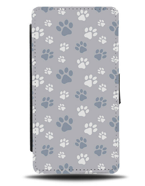 White and Grey Paw Print Flip Wallet Case Paws Animal Safari Pattern G806