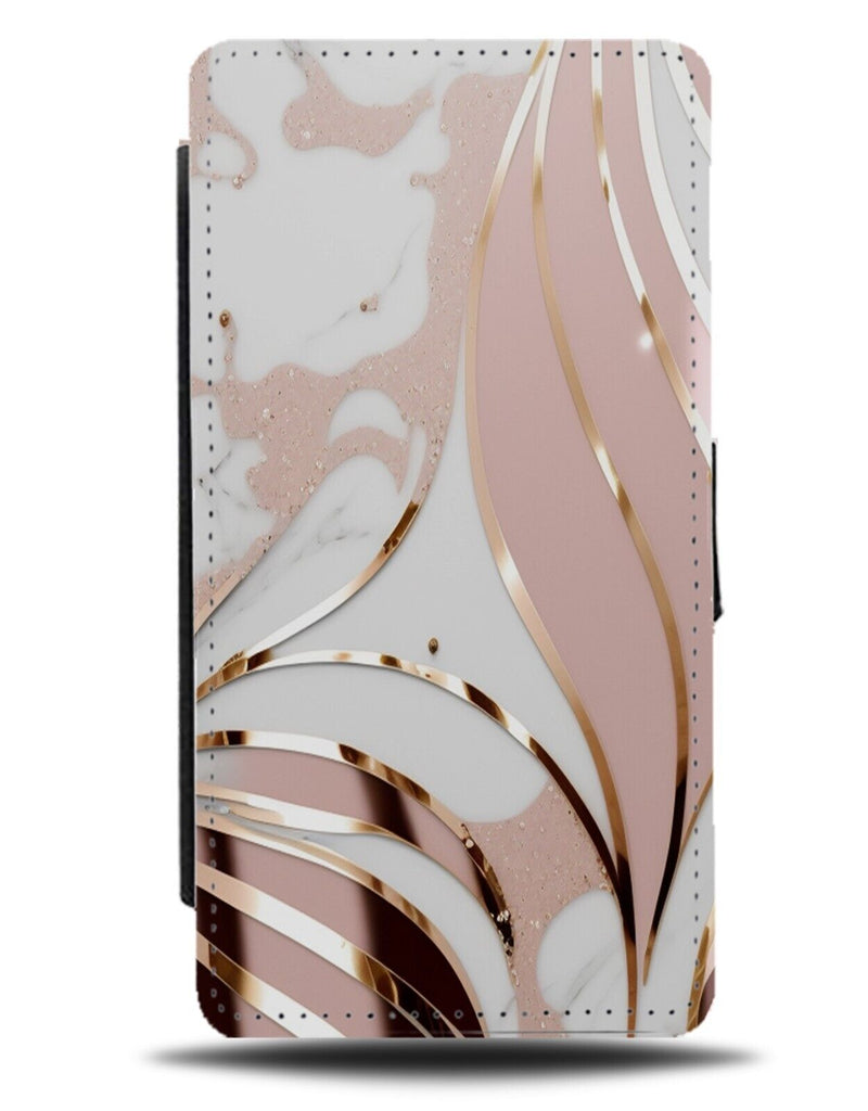 Rose Gold Marble Floral Stems Flip Wallet Case Golden White Girly Fancy DF17