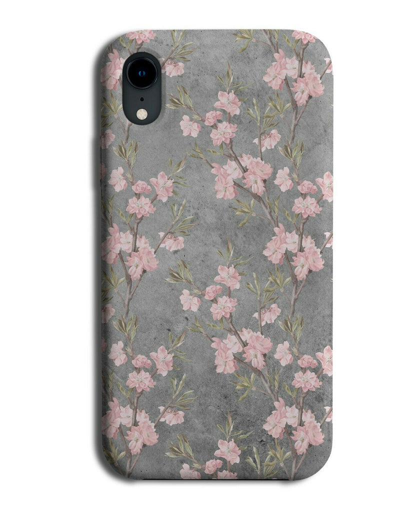 Dark Grey and Cherry Blossom Painting Phone Case Cover Art Pink Blossoms F030