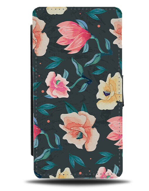 Tulip Watercolour Oil Painting Print Flip Wallet Case Tulips Pink Yellow E573