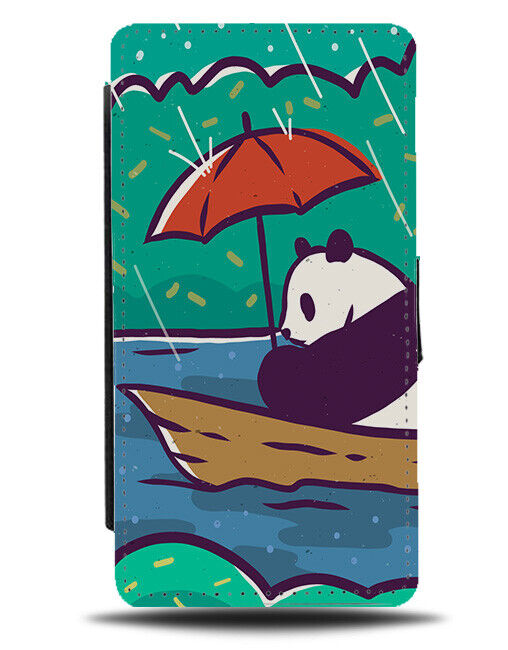 Panda Fishing On Lake Flip Wallet Case Design Picture Photo Umbrella J882