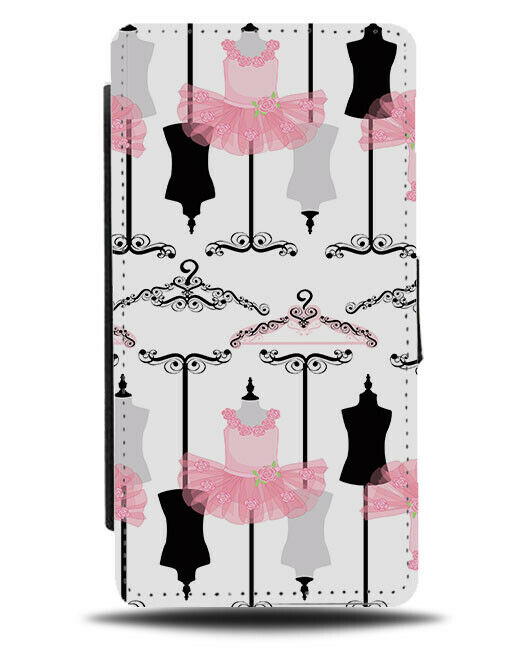Pink and Black Ballet Dresses Flip Wallet Case Dress Stand Fashion Designer E853