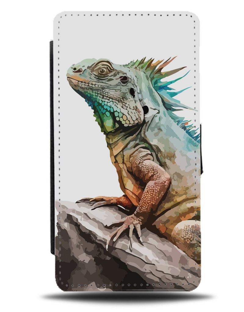 Watercolour Iguana Flip Wallet Case Iguanas Face Body Lizard Lizards Photo DA82