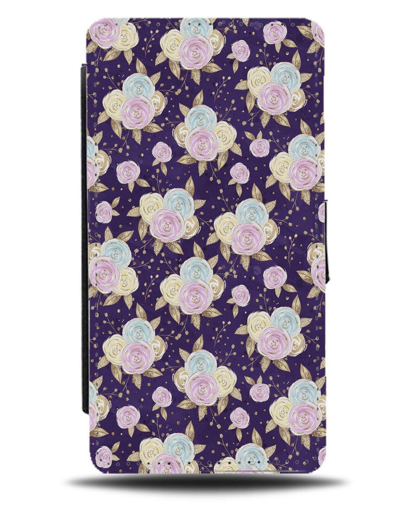 Pastel Roses Flip Wallet Case Rose Flower Flowers Blue Purple Yellow Stars AH58