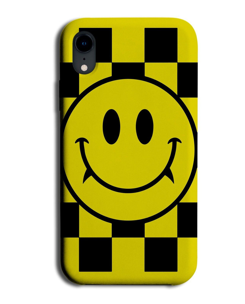 Yellow and Black Chequered Retro Smile Phone Case Cover Classic Face Smiley DE06