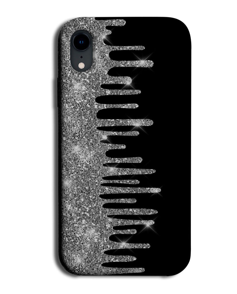 Novelty Printed Glitter On Black Phone Case Cover Design Silver Girls Fancy CQ26