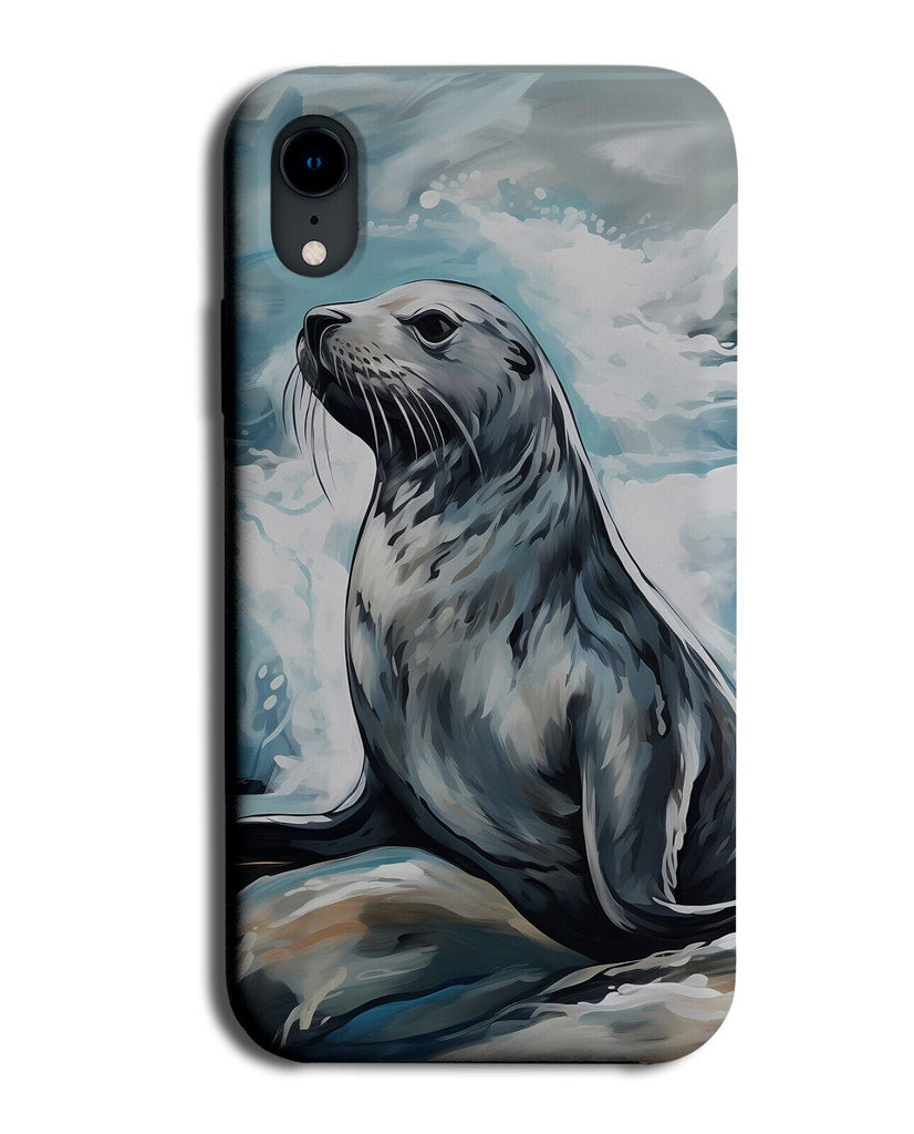 Sealion On A Rock In The Ocean Phone Case Cover Oil Painting Sealions Seal DF67