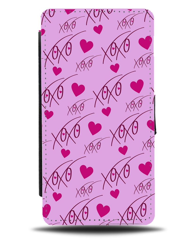 XOXO Love Hearts Pattern Flip Wallet Case Love Hugs and Kisses Xs Os Girly DE68