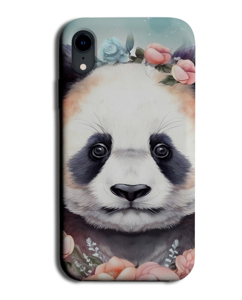 Flower Crown Panda Phone Case Cover Pandas Face Sad Eyes Flowery Print Bear BF91