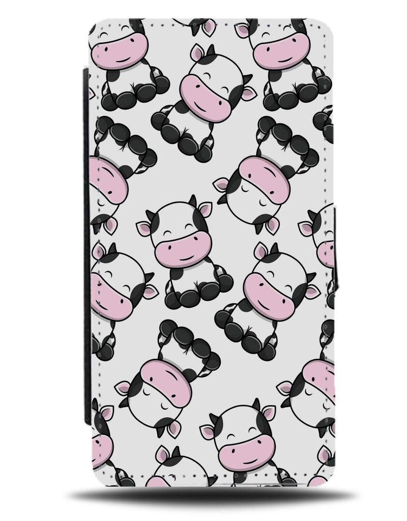 Baby Cows Pattern Flip Wallet Case Design Calf Calves Cartoon Kids Drawing AG94