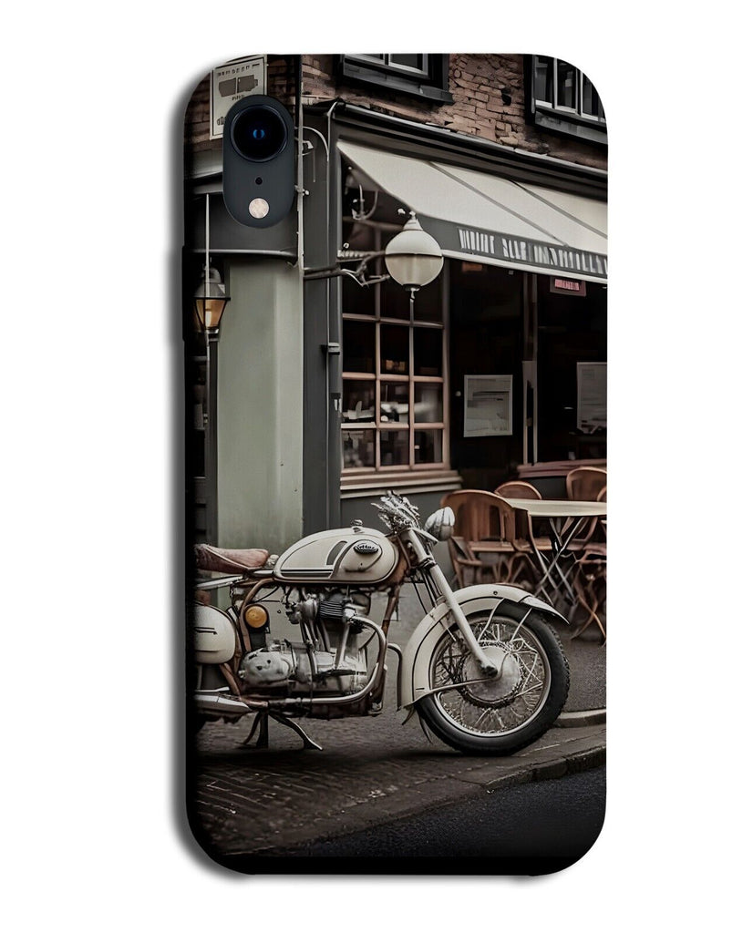 Vintage Motorbike In Front Of Cafe Photo Phone Case Cover Biker Bike Bikes CL62