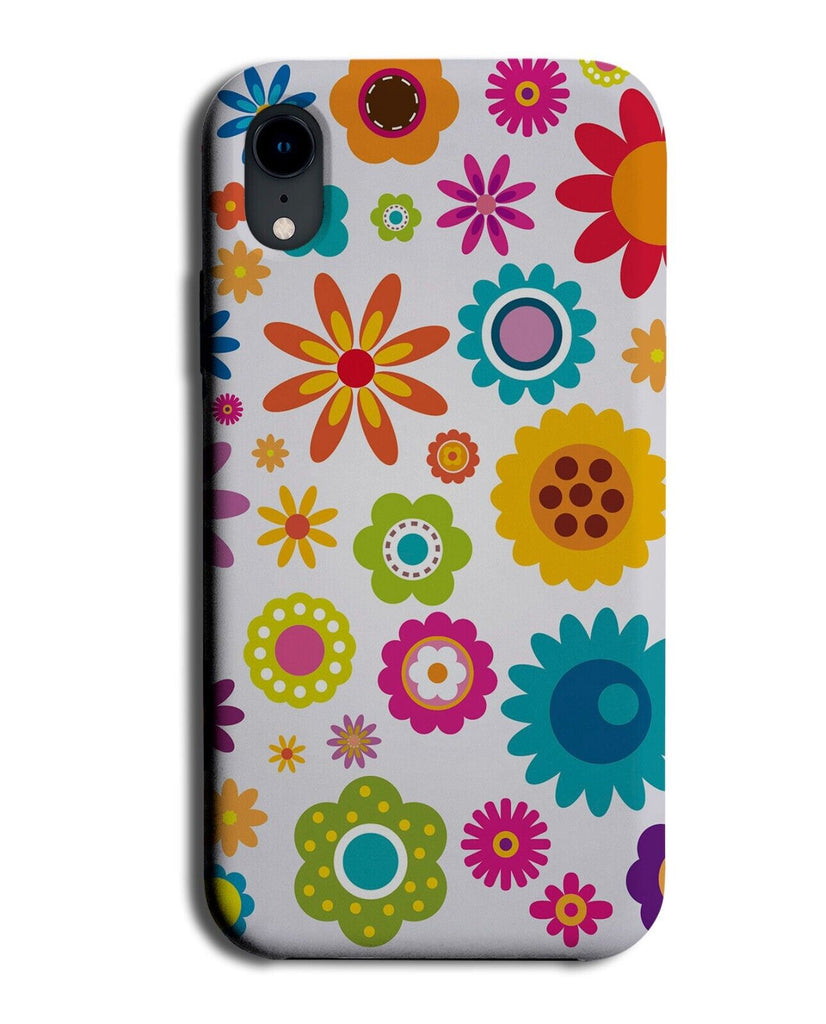 Retro 60s Style Colourful Flowers Phone Case Cover Floral Design Shapes P972