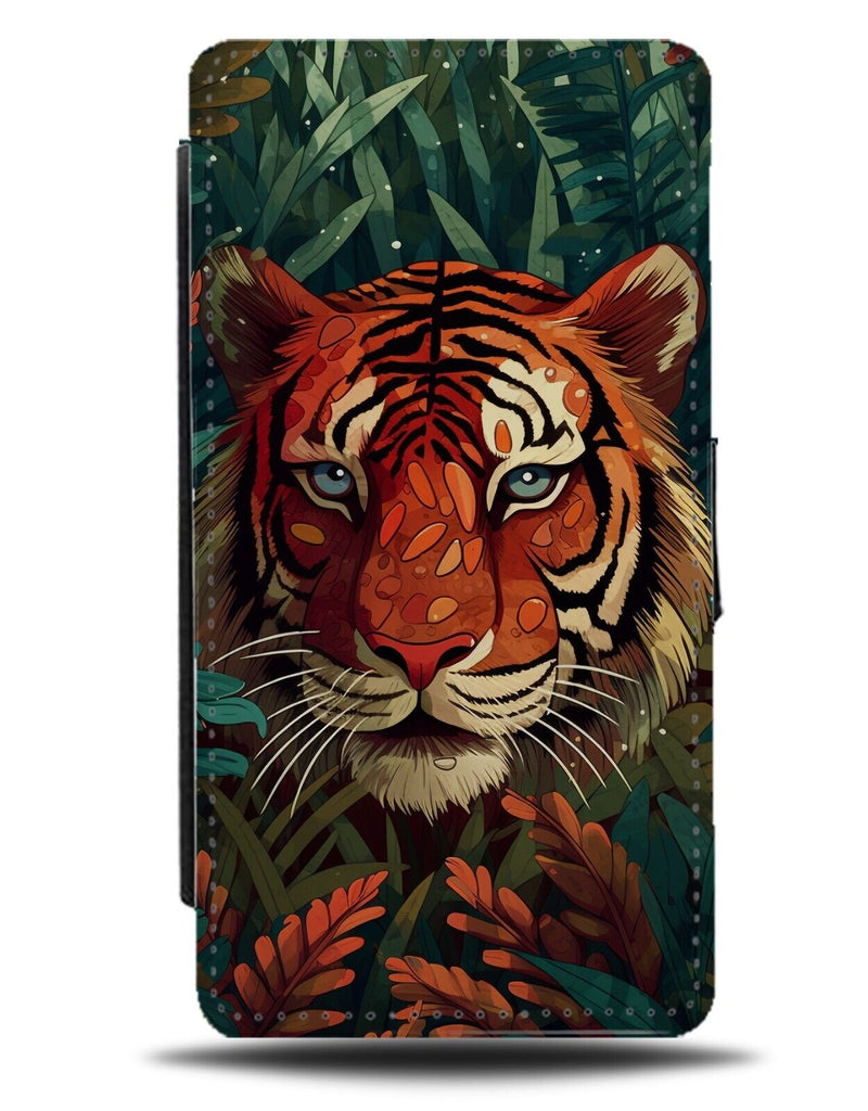 Lurking Tiger In Jungle Leaves Flip Wallet Case Jungles Leaf Leafs Tigers CX35