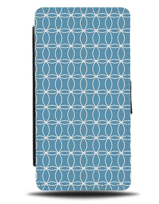White and Blue Geometric Shapes Flip Wallet Case Circles Mens Boys Dad Navy F217