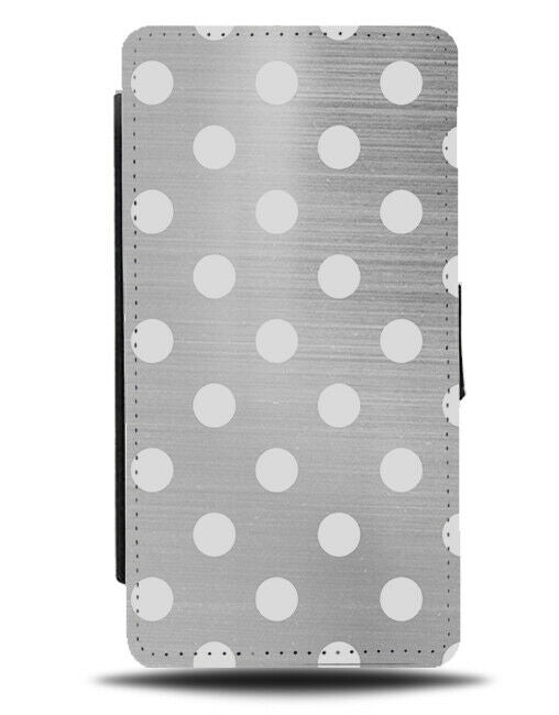 Silver and White Spotted Flip Cover Wallet Phone Case Dots Spotty Spots i494