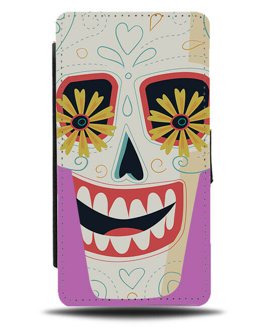 Weird Novelty Kids Skeleton Face Flower Eyes Flip Wallet Phone Case Eye E273