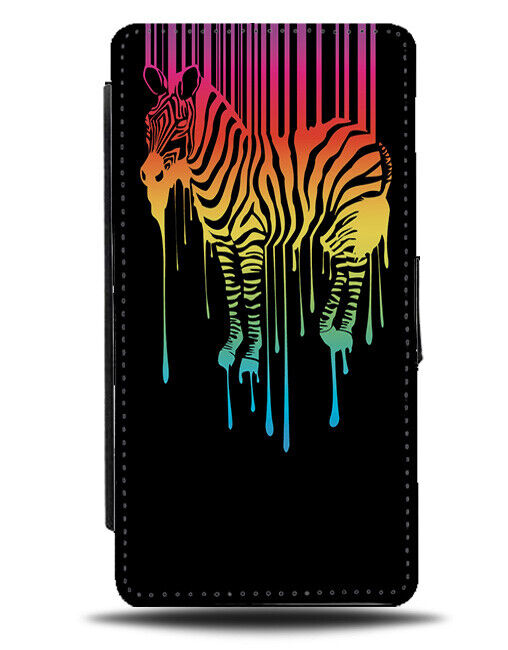 Rainbow Colourful Zebra Barcode Flip Wallet Case Zebras Shape Novelty K471
