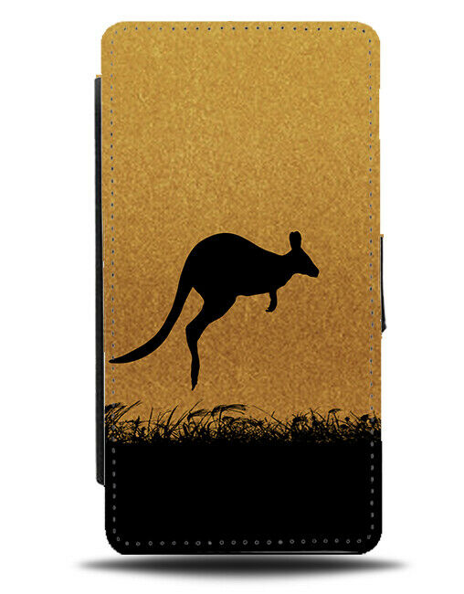 Kangaroo Silhouette Flip Cover Wallet Phone Case Kangaroos Gold Golden H994