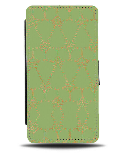 Gold and Neon Green Shapes Flip Wallet Case Outline Lined Lines F895