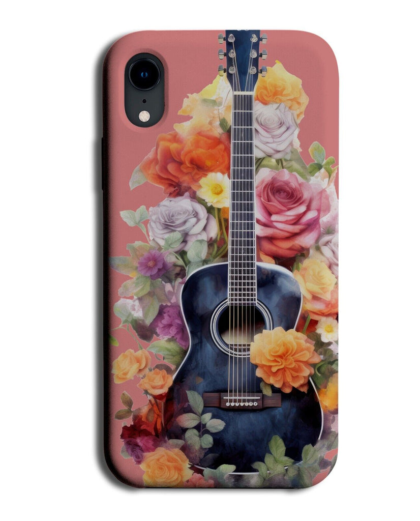 Floral Guitar Phone Case Cover Girls Classic Acoustic Guitars Pink Flowers DA23