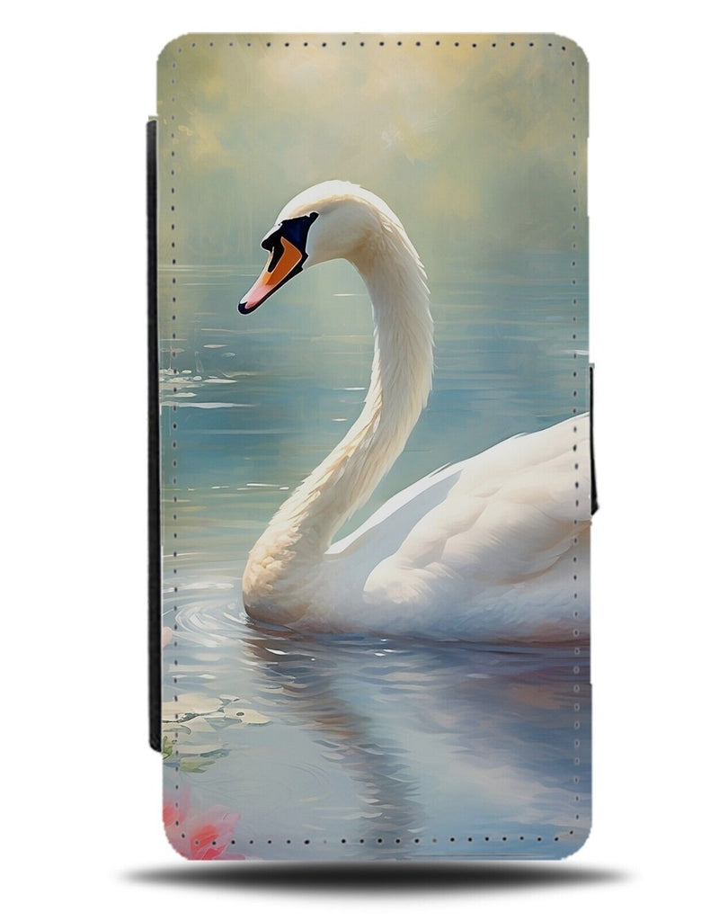 White Swan On A Lake Flip Wallet Case Swans River Goose Geese Photo Picture DD74