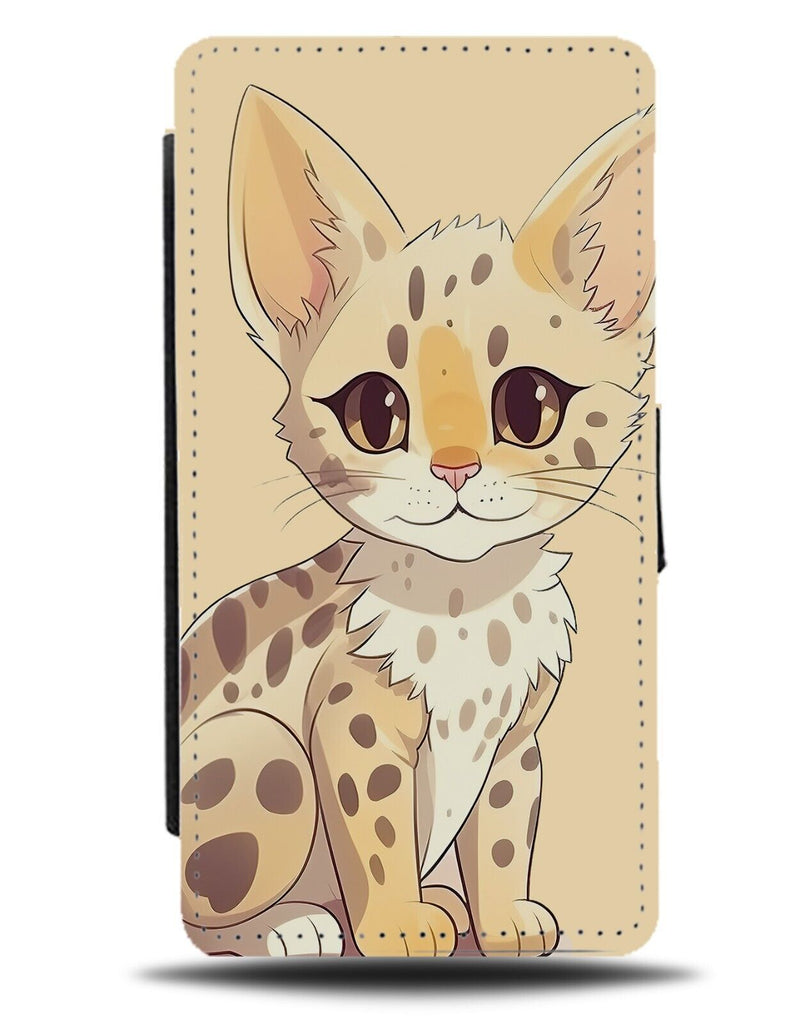 Cartoon Savannah Cat Flip Wallet Case Cats Yellow Desert Sand African DH46