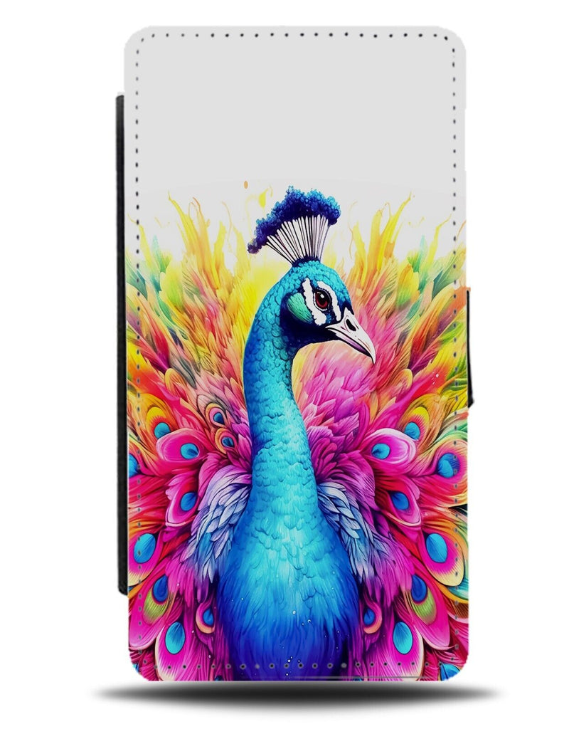 Colourful Vibrant Peacock Face Flip Wallet Case Peacocks Head Bird Birds DD42