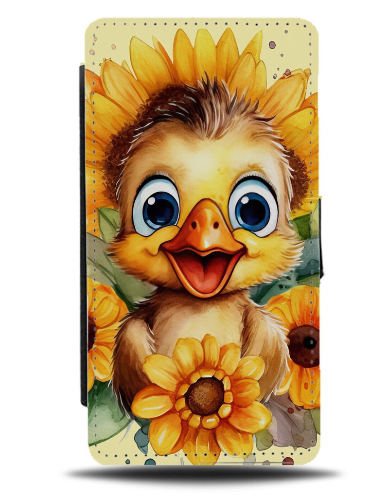 Yellow Duck Sunflowers Art Flip Wallet Case Ducks Sunflower Funny Happy DC31
