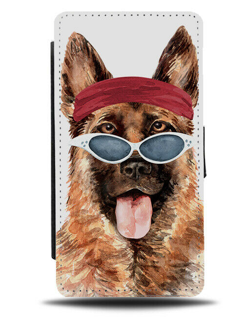 Hippy German Shepherd Flip Wallet Case Stylish Fashion 60s 70s Style K709