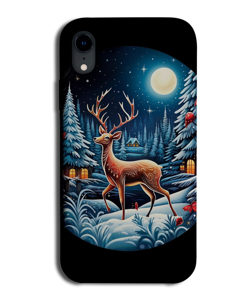 Christmas Night Time Phone Case Cover Reindeer Black Winter Xmas Theme Deer DD44