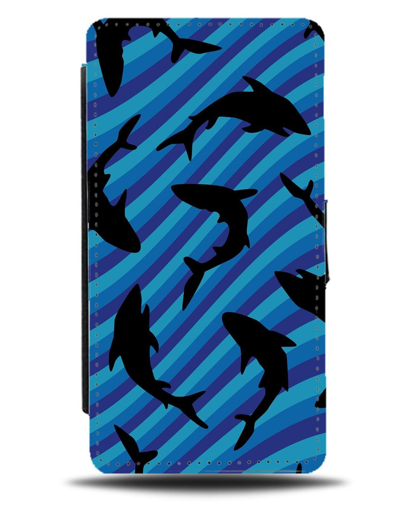 Circling Sharks Silhouette Flip Wallet Case Silhouettes Shark Shape Shapes AX14
