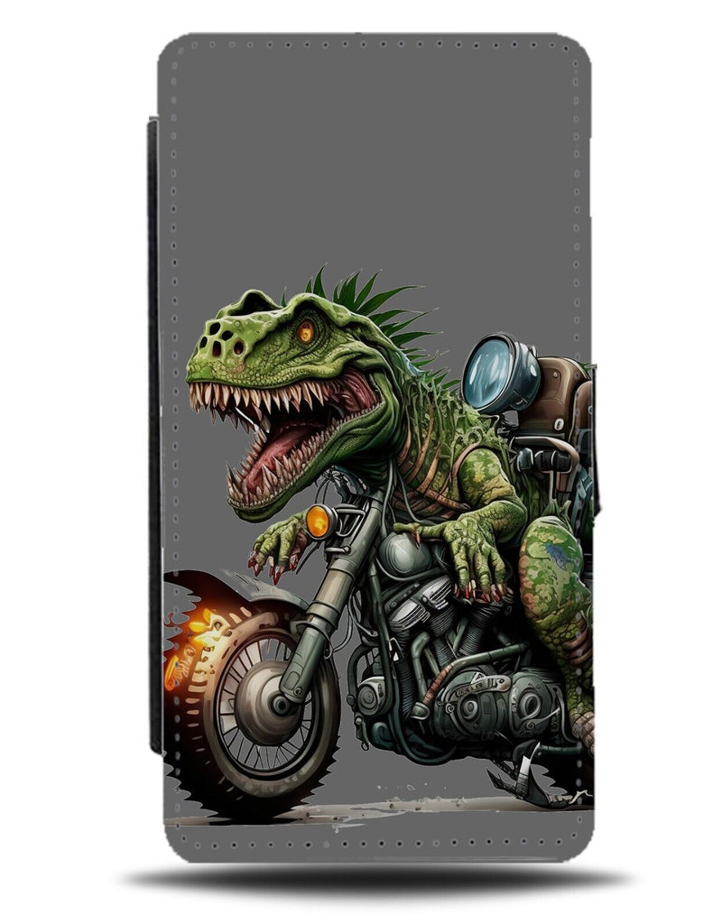 The Biker Dinosaur Flip Wallet Case Biking Motorbike Motorbikes Rider AJ73