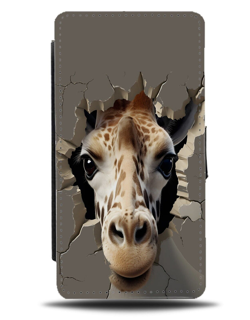 Funny Nosey Giraffe Flip Wallet Case Giraffes Head Face 3D Effect Novelty DD14