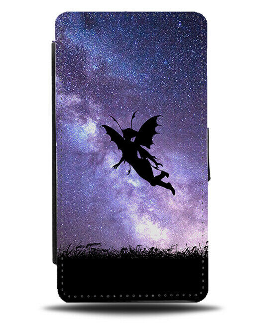Fairy Silhouette Flip Cover Wallet Phone Case Fairies Galaxy Moon Universe i209