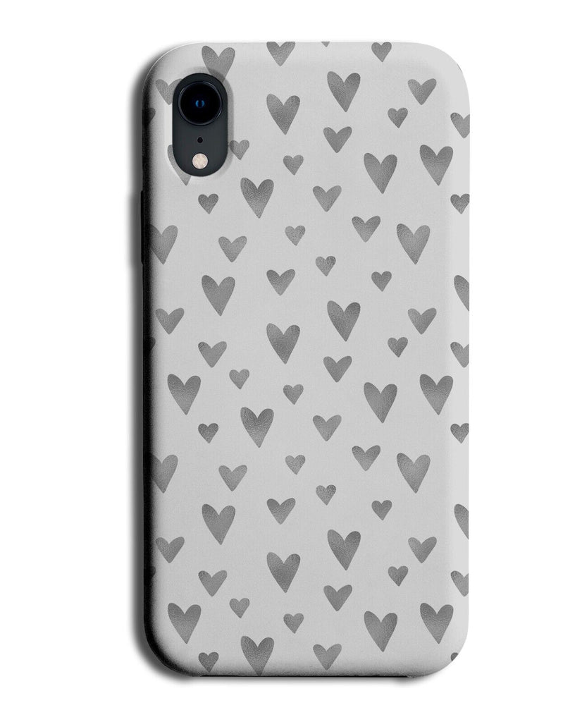 White and Silver Love Hearts Phone Case Cover Heart Loves Shapes Patterning CP04