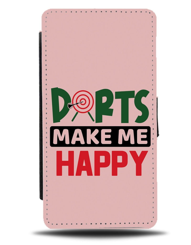 Baby Pink Darts Make Me Happy Flip Wallet Case Girls Funny Her Quote Womens AI37
