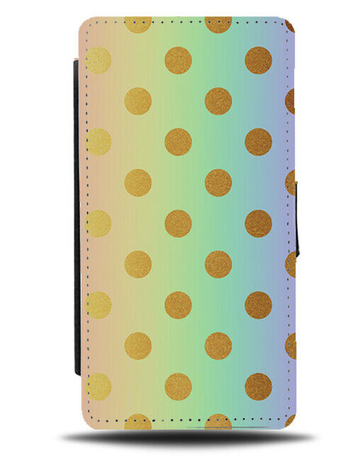 Rainbow & Golden Spotted Flip Cover Wallet Phone Case Spots Gold Colourful i481