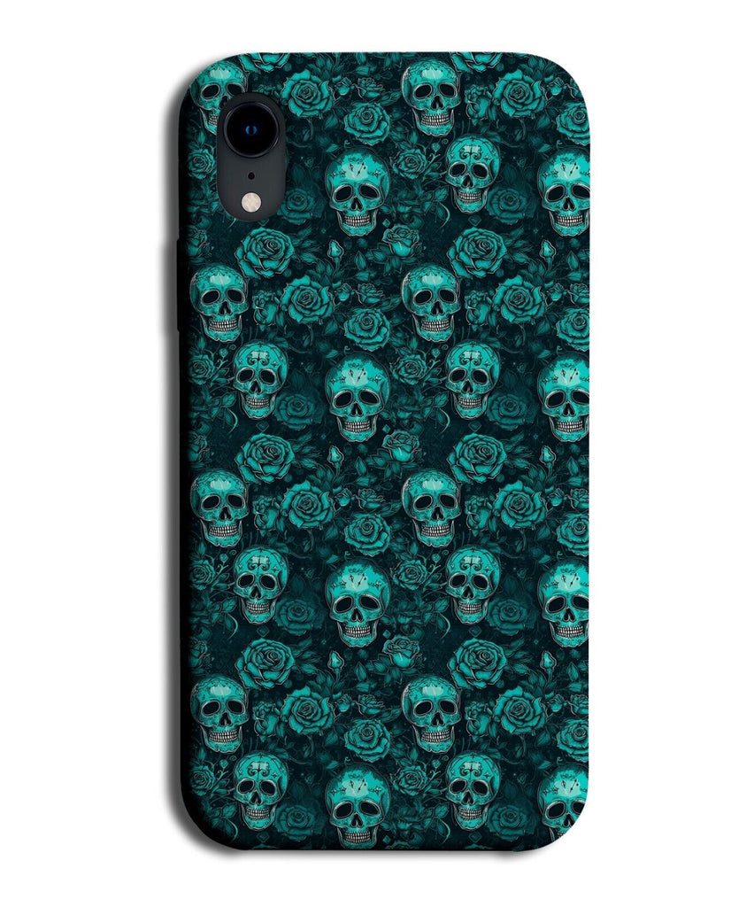 Dark Turquoise Green Gothic Skulls and Roses Phone Case Cover Style Mint CE96