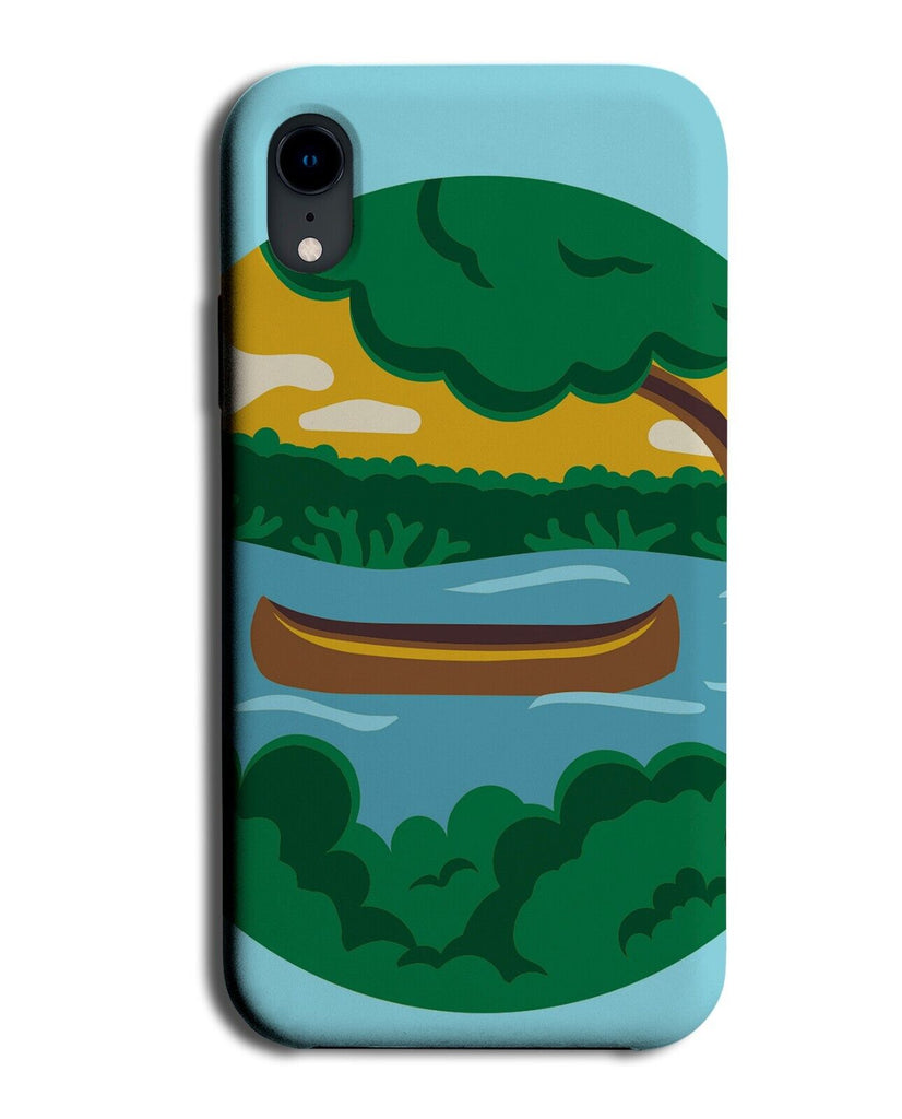 Cartoon Canoe On The Lake Phone Case Cover Lakes Canoes Boat Boats River Q241