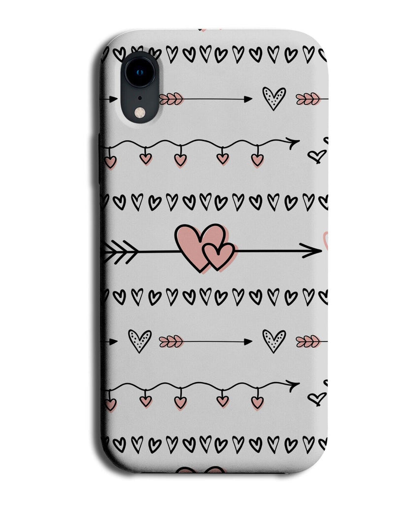 Rose Gold Love Hearts Patterns Phone Case Cover Coloured White Arrows P262D