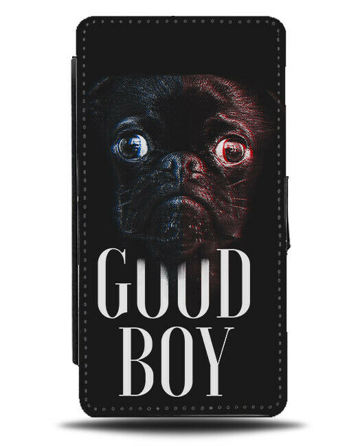Big Pug Eyes Flip Wallet Phone Case Pugs Dog Dogs Puppy Black Funny Face E129