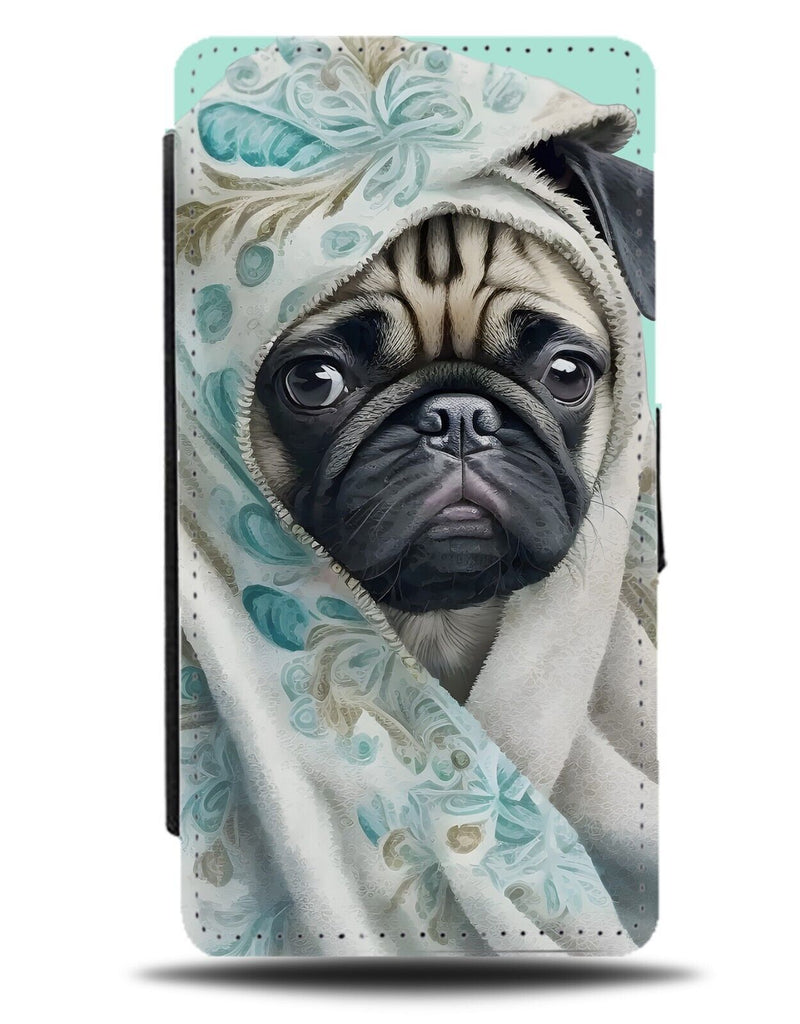 Funny Lazy Pug Flip Wallet Case Duvet Day Pugs Dogs Dog In Blanket Cute CX77