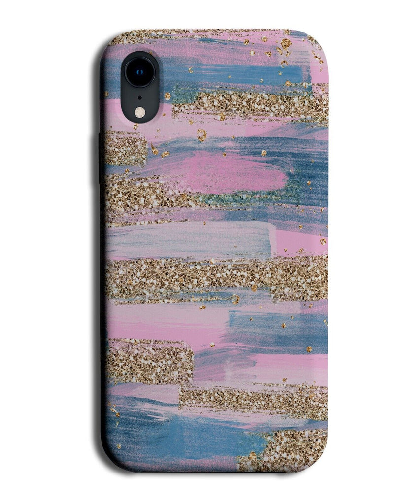 Printed Gold Glitter Pink Paint Stripes Phone Case Cover Stains Golden Girl AV16