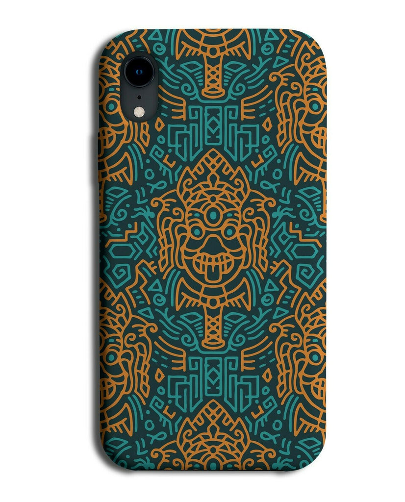 Neon Turquoise Green and Orange Tribal African Pattern Phone Case Cover H663