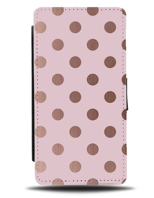 Baby Pink With Rose Gold Flip Cover Wallet Phone Case Colour Polka Dot Dots i526