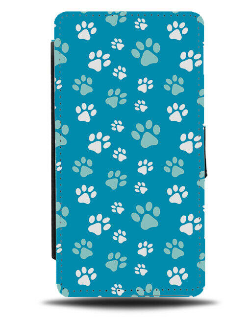 Blue and White Pet Paw Print Flip Wallet Case Paws Animal Prints Animals G800
