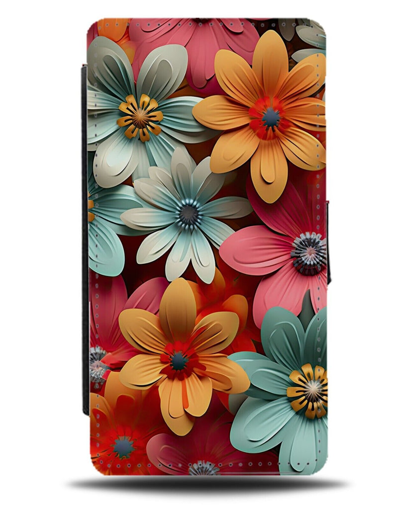Hawaiian Floral Style Flip Wallet Case Red Orange Petals Funky Fun Girls BX37
